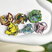 动漫徽章套装 - 宝可梦珐琅金属胸针装饰，可作服装和背包配饰 - 杰尼龟、皮卡丘，创意礼物 - 彩色 - 查看 7