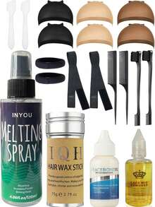 ikt Lace Wig Installation Kit, Includes Styling Spray, Wax Stick, Wig Glue & Remover, Wig Cap, Elastic Band, Edge Brush And Tail Comb, Suitable For Lace Frontal, Hair Pieces, Hairline Styling And Daily Wig Maintenance