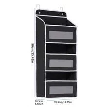 Behind The Door Hanging Cloth Storage Storage Box, Above The Door Storage Box, Hanging Wardrobe Storage Storage Box, 5 Large Capacity Pockets, Suitable For Bedroom, Bathroom, Food Storage Room, Home Storage 5-Tier - màu đen - Xem 7