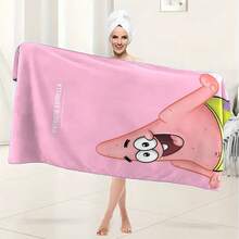 1pc SpongeBob Squarepants Cartoon Pattern Bath Towel/Beach Towel, Cute Bathroom Towel, Essential For Bathroom And Beach, Suitable For Beach, Swimming, Yoga And Fitness, Highly Absorbent, Great Gift Pool Towel