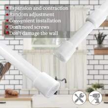 1pc Multifunctional Non-Slip Punch-Free Telescopic Fine Bar, Towel Bar For Bathroom, White - White - View 5