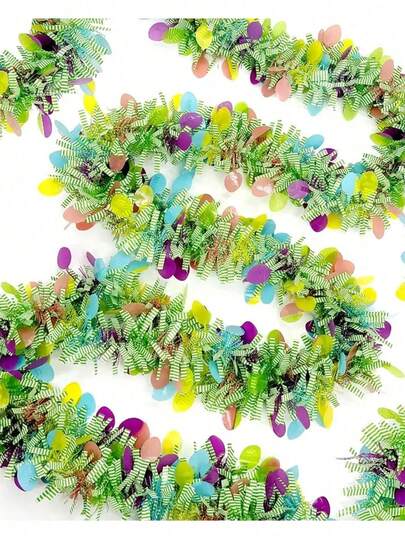 2包复活节条纹金属丝花环 DIY花环 春季复活节家居装饰悬挂饰品 生日派对用品 生日复活节花环装饰，圣帕特里克节和复活节派对用品，窗户装饰 DIY花环 春季复活节家居装饰悬挂配件 生日派对用品