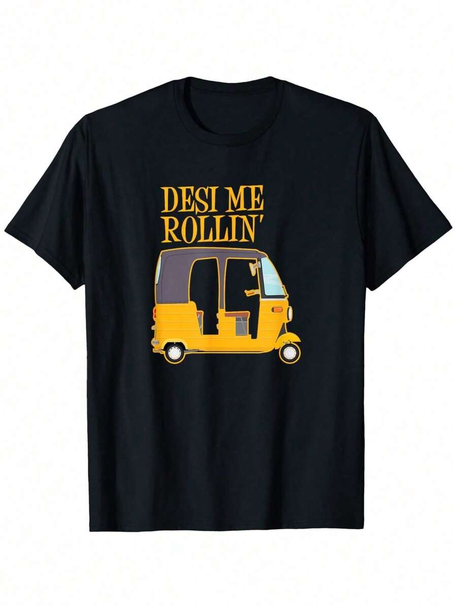 Camiseta divertida con meme de Bollywood y auto rickshaw de la India - Negro - Ver 1