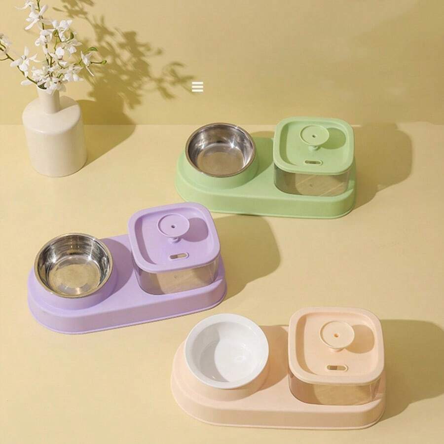 Ceramic Dog/Cat Food & Water Bowl, Slanted Neck-Protecting Pet Feeding Bowl, Pet Supplies - 300ml - View 1