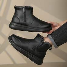 2025 Otoño Invierno Nuevo Estilo Botas de Algodón Doble con Forro de Felpa Botas Cortas Cálidas Botas  de Suela Suave para Hombre - ST356 - Negro - Ver 6