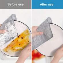 [Paño de limpieza mágico] Paño de limpieza de fibra ultrafina multiusos para metal | Paño húmedo y seco extra grande | Adecuado para metal y vajilla | Paño de limpieza de cocina - Plateado - Ver 4