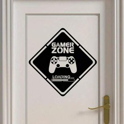 1-2pcs Black Gaming Decor Sticker Home Decor Gamer Area Door Sticker Gamer Wall Sticker,Waterproof Decal Stickers,PVC Stickers,Easy To Paste And Remove,For Home Decoration,Bathroom Decoration,Room Stuff,Living Room Decor,Game Rooms Decor,Lounge Decor,And Other Areas Decor