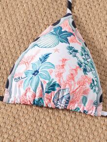 Bộ bikini in hoa dành cho nữ, áo tắm dây buộc bên hông dễ thương, thiết kế dây buộc có thể điều chỉnh, chất liệu vải co giãn cao. - trắng - Xem 5