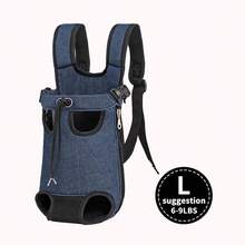 RUSHICHONGWU New Style Square Canvas Dog Carrier Backpack, Denim Fabric, Portable For Outdoor Cat Carrier Cat Bag - Blue - View 13