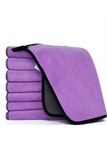 5PCS/1pc 30 * 30 Ultra-Fine Fiber Suede Car Towel - Super Absorbent, Super Thick, Non-Woven Polishing, Washing And Drying Cloth, Bathroom Towel, Cleaning Towel, Bathroom Square Towel, Blue, Pink, Purple, Yellow Towel - Multicolor - View 10