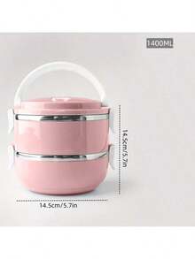1/2/3/4pcs Stainless Steel High-Quality Solid Color Lunch Box With Lid, Multi-Layer Compartment, Multi-Functional, Heat-Resistant, Leak-Proof, Insulated, With Handle And Vent, Made Of Premium Materials, Suitable For Home, Kitchen, Dining, Office, Students, Hospitals, Visiting, Picnics, Camping And Travel - Pink - View 15