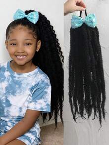  1pc Synthetic For Kids Faux Braid Wigs Braiding Hair Afro Kinky Crochet Hair 18 Inch Synthetic Crochet Marly Braids Hair Extensions With Rubber Bands Heat Resistant - Natural Black - View 11