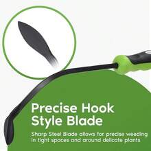Garden Guru Hook Weeder Tool and Cultivador con mango ergonómico Cultivador de extracción de malas hierbas de acero de alto carbono para deshierbe de diente de león excavación bordes plantación - como en la foto - Ver 4