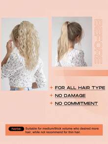 14 Inch Curly Ponytail Hair Clip, Brown Mixed Bleached Platinum Blonde High Ponytail Hair Piece, Synthetic Fiber Material, Women's Fashion Hair Clip, Elegant Hair Accessory, Casual Hair Clip, Women's Hair Claw - Multicolor - View 8