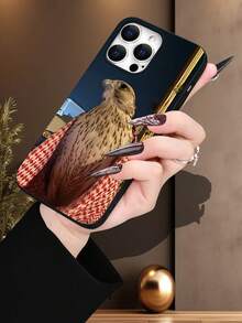 Stylish Falcon Themed 2D Graphic Pattern, Personalized, High-End Middle Eastern , Suitable As Birthday, Halloween, Christmas, New Year Gift For Coworkers, Friends, Family, Couples. Black Hollow Lens Frosted Soft Case, Dust-Proof, Waterproof Protection Compatible With IPhone 17/16/15/14/13/12/11/Pro/ProMax/X/XR/XS/XSMAX/7/8/PLUS - Black - View 4