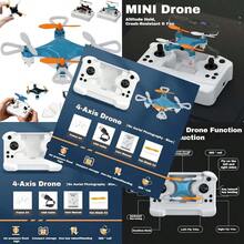 Mini Drone Beginner-Friendly Stunt Flyer All-Ages Mini Drone with Easy Stunt Flights and 360° Tricks with LED and Altitude Hold and Propeller Protection For Indoor Outdoor Blue-0002 - Azul - Ver 1