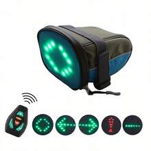 1 pieza Bolsa de cola de bicicleta LED con control remoto inalámbrico, adecuada para ciclismo - Azul - Ver 2