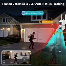 8MP Dual Lens WiFi Security Camera, Full-Color Day & Night Vision, PTZ Tracking & Motion Detection, Wireless Alarm, Two-Way Audio, Dual-Screen App Control, Cloud/SD Card Storage, USB Powered, Wall-Mountable Design, Suitable For Home/Yard/Shop Monitoring | Modern Security Camera With Advanced Features - White - View 5
