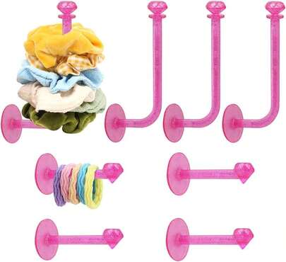 QUPIVA 8Pcs Scrunchie Holder Stand Hai Tie Organizer, Girls Hair Accessories Organizer Storage For Headband Hairband Hair Ties, Acrylic Clear Glitter Adhesive Scrunchy Holder Scrunchie Tower Storage : Home &Amp; Kitchen