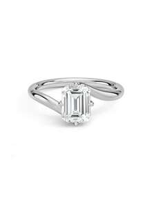 Elegant & Unique 925 Sterling Silver Emerald Cut Cubic Zirconia Twisted Band Ring, Exclusive For Women - Ring - View 14