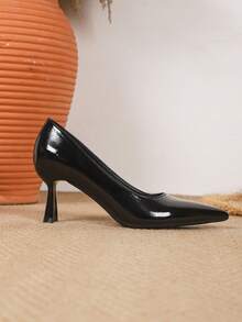 女士时尚尖头优雅高跟鞋，2026新款，细跟，低鞋面，求职面试，黑色，专业工作鞋 - 黑色 - 查看 5