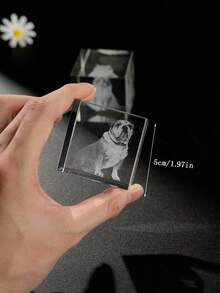 Customized Pet Memorial Crystal Cube, Pet Memorial Gift, Condolence And Mourning For Deceased Loved Ones, Pet Portrait, Personalized Pet Memorial Gift, Condolence Gift For Deceased Pets, Customized Laser Engraved Glass Desktop Decor, Multi-Functional, Colorful, Modern & Fashionable, Customized, Personalized, Unique, Ideal Gift For Him, Suitable For Anniversary, Valentine''s Day - Multicolor - View 12