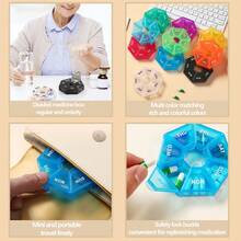 3pcs 7-Day Portable Pill Case, Creative Multi-Function Rotating 7-Compartment Weekly Pill Box, 7-Grid Plastic Portable Pill Case, Transparent 7-Day Mini Pill Box, 1-Week Portable Pill Bottle, Packaging Box, Pill Box, Dustproof Medication Capsule Box, Outdoor Travel Supplies, Home Organization - Multicolor - View 10