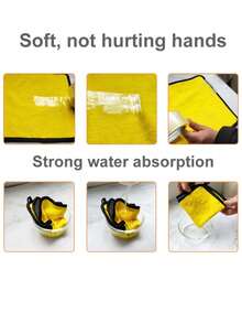 10/5/2pcs Thicken Large Microfiber Car Cleaning Towels Soft Quick Drying Windows Mirrors Wiping Rags Double Layer Clean Cloths For Car Wash, Home Cleaning & Pet Drying Cloths - Yellow Gray - View 10