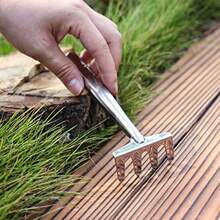 Juego de 3 herramientas de jardín de acero inoxidable kit de jardinería paleta de mano ligera paleta de trasplante rastrillo de mano para suculentas sueltas piso de plántulas de flores en maceta - Plateado - Ver 5