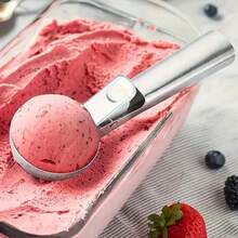 Heavy-Duty Stainless Steel Ice Cream Scoop With Trigger - Perfect For Ice Cream And Jelly, Dishwasher- For High-Temperature Washing, With A Comfortable Grip