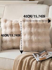 1件装饰性仿兔毛抱枕套（不含填充物），现代法兰绒毛绒抱枕套，拉链封口，适用于家居、沙发、客厅 - 彩色 - 查看 25