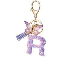 1pc Handmade Crystal Resin Butterfly & Letter Keychain, Tassel Keyring, Small Gift For Wedding, Birthday, Baby Shower, Travel Souvenir, Graduation, Housewarming, Party (5 Styles Available) - Multicolor - View 123