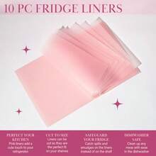 Paris  - Revestimientos para estantes de refrigerador 17.7 x 11.4 Pulgadas Recortar para Ajustar Reutilizable fácil de Limpiar plástico de Grado alimenticio Fabricado sin BPA Juego de 10 - Rosado - Ver 4