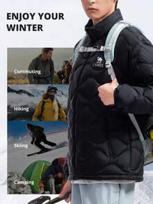 CAMEL CROWN Women's Lightweight Quilted Stand Collar Zip-Up Down Jacket, Warm Winter Coat - Black - View 7