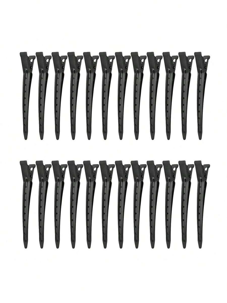 24 قطعة مشابك شعر معدنية عصرية متعددة الاستخدامات بتصميم بسيط - الأسود - مشاهدة 1