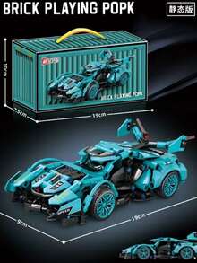 1pc 800+ Pieces Cyberpunk Starry Sky Racing Car Building Blocks Toy Model, Cyberpunk Style Racing Car, Develop Hands-On Ability, Creative Assembly Model, Collectible Display (Needs Assembly) - Gift For Boyfriend/Girlfriend, Birthday, Valentine's Day, New Year, Perfect Gift