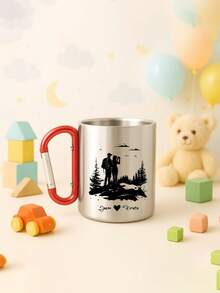 1 Pc (14 Designs) Personalized Stainless Steel Camping Mug, Customized Couple Name Water Cup, Reusable Coffee Mug, Outdoor Camping Mug, Customized Mountaineering Mug, Customized Hiking Water Bottle, Halloween Gift, Christmas Gift, Customized Graduation Gift - Multicolor - View 6