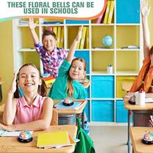 Timbre de computadora para servicio Campana de aula de diseño floral para profesores acero inoxidable 3.35 x 2.56 pulgadas con base antideslizante y sonido transparente fácil de limpiar Campanas - Multicolor - Ver 4