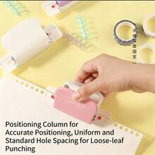 6-Hole Metal Desktop Punch, White, Multi-Functional - Multicolor - View 2