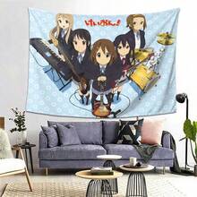 1pc K-On!      Anime Tapestry Wall Hanging - Manga Style Kawaii Poster With Miku, Ritsu, Norico, Sawako & Fuko,  Peach Beige Fabric For Room Decor, Dorm, Party Backdrop - Perfect Gift For Anime Fans - 彩色 - 查看 5
