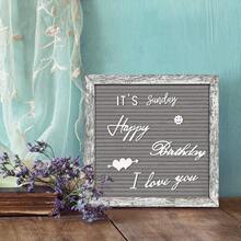 Pizarrón y Letrero de Madera Vintage 25 Cm x 25 CM Tablero de Letras de Fieltro de Doble Cara Tableros de Mensajes con Soporte y 340 Letras Número Etc Intercambiables Para Hogar Oficina Decorar - gris - Ver 6