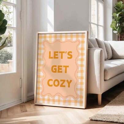 1pc Warm Cabin Theme Printing | Canvas Wall Art, Funky Girl Art, Inspirational Quote Art, Home Decor, Canvas Hanging For Autumn Wall Decoration Of Farmhouse