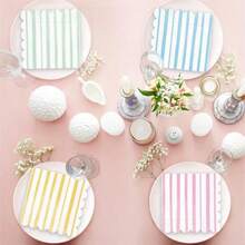 Whaline 120 servilletas de cóctel fesadas en colores pastel 6 servilletas de papel de helado de rayas mixtas para verano cumpleaños baby shower decoración de fiesta - Pastelconpatronesderayas - Ver 8
