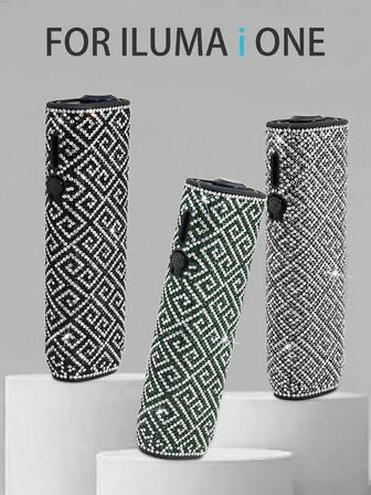1 Set Nuevo Estuche Protector con Diseño de Patrón de Laberinto para IQOS ILUMA I ONE, Carcasa Suave Anti-Caída, Cubierta Protectora de Cigarrillo Electrónico + 1 pieza Herramienta de Extracción de Estuche Protector, Diseñado por Hannah con 4,012 Piedras Rhinestone de Grado A #4 Lujosamente y Uniformemente Dispuestas para Crear un Efecto Brillante y Glamoroso, Adecuado como Regalo para Mamá, Novia, Novio o Amante