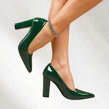 Women's Patent Leather Block Heel Pumps – Elegant Pointed-Toe High Heels For Work, Parties & Special Occasions Step Into Timeless Elegance With Our Women's Patent Leather Block Heel Pumps, The Perfect Blend Of Sophisticated Style And All-Day Comfort. Featuring A Sleek Pointed-Toe Silhouette And A Sturdy Block Heel, These Women's High Heels Offer A Flattering Lift Without Sacrificing Stability, Making Them Ideal For Long Workdays, Glamorous Evening Parties, Weddings, And Every Special Occasion In Between. Crafted From Glossy Patent Leather In A Curated Palette Of Rich Hues-Including Deep Burgundy, Vibrant Yellow, Classic Black, And Rich Green-These Pumps Add A Bold, Polished Touch To Any Outfit, Seamlessly Transitioning From Office Chic To After-Hours Glamour. - 薄荷綠 - 查看 8