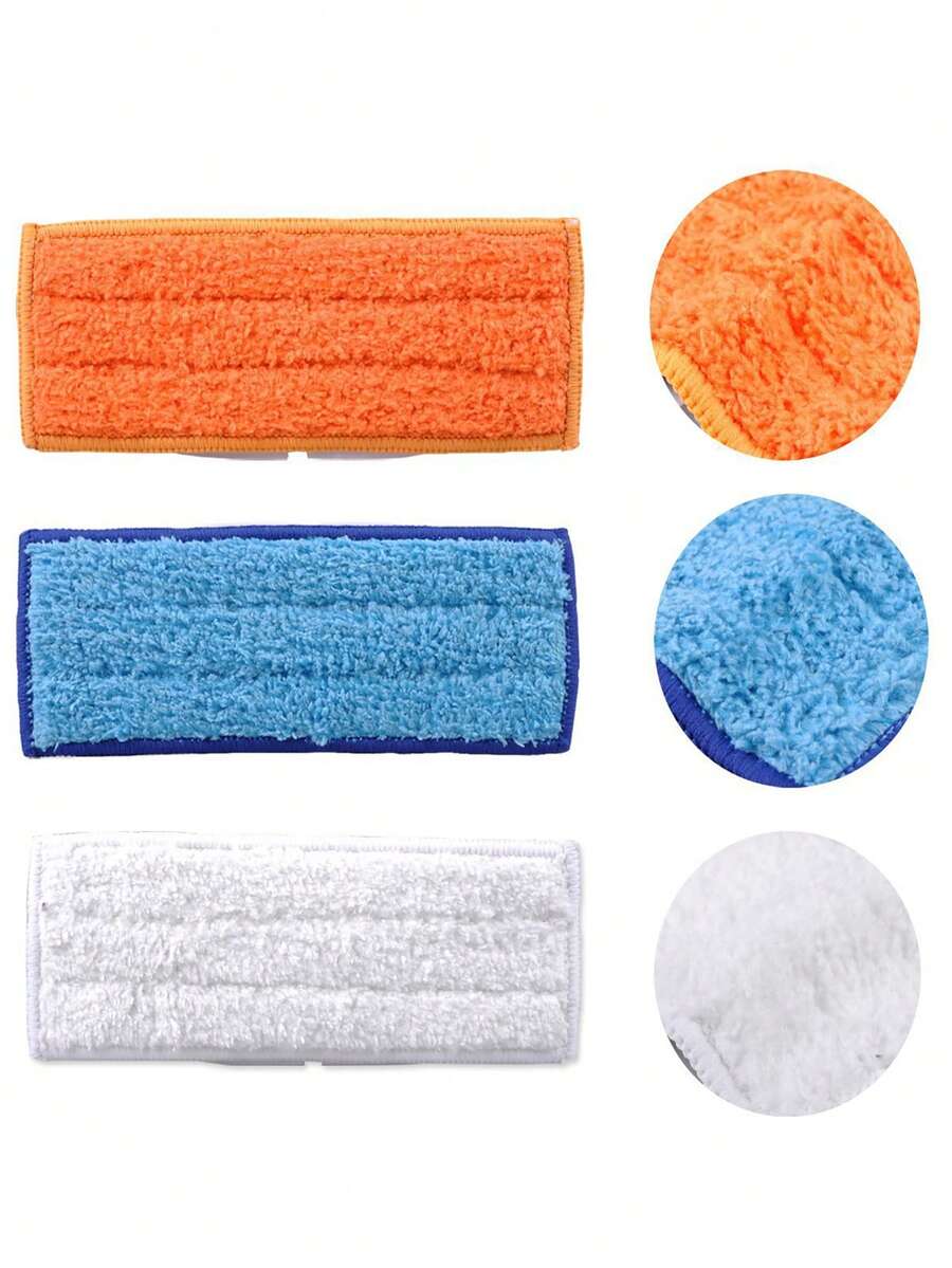 3pcs Ultra-Fine Fiber Flat Mop Pads, Durable, Wet & Dry Use, Suitable For Kitchen, Bathroom, Hardwood, Laminate Floors Dusting, Home Cleaning Supplies - Multicolor - View 1