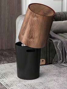 1pc Retro PP Trash Can, Kitchen Garbage Bin, Recycling Bin, Large Capacity Waste Basket For Bedroom, Living Room, Office - Multicolor - View 5