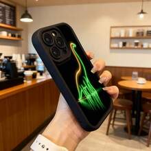 Funda para telefono negro con diseño de dinosaurio neón verde y amarillo iluminado ideal para uso diario en cafeterías y salas de estar,Aplicable a los teléfonos de la serie Apple y Galaxy - Negro - Ver 6