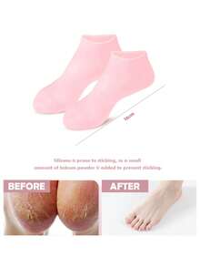 2 Pairs/Set Silicone Moisturizing Exfoliating Gel Heel Socks, Suitable For Removing Calluses, Dead Skin, Protecting Feet, Relieving Pain And Foot Care. Removes Dead Skin, Moisturizes And Soothes, DIY Foot Mask Tool, Suitable For Both Men And Women, An Ideal Gift For Family And Friends, Beauty Salons, And Spas. - Multicolor - View 6