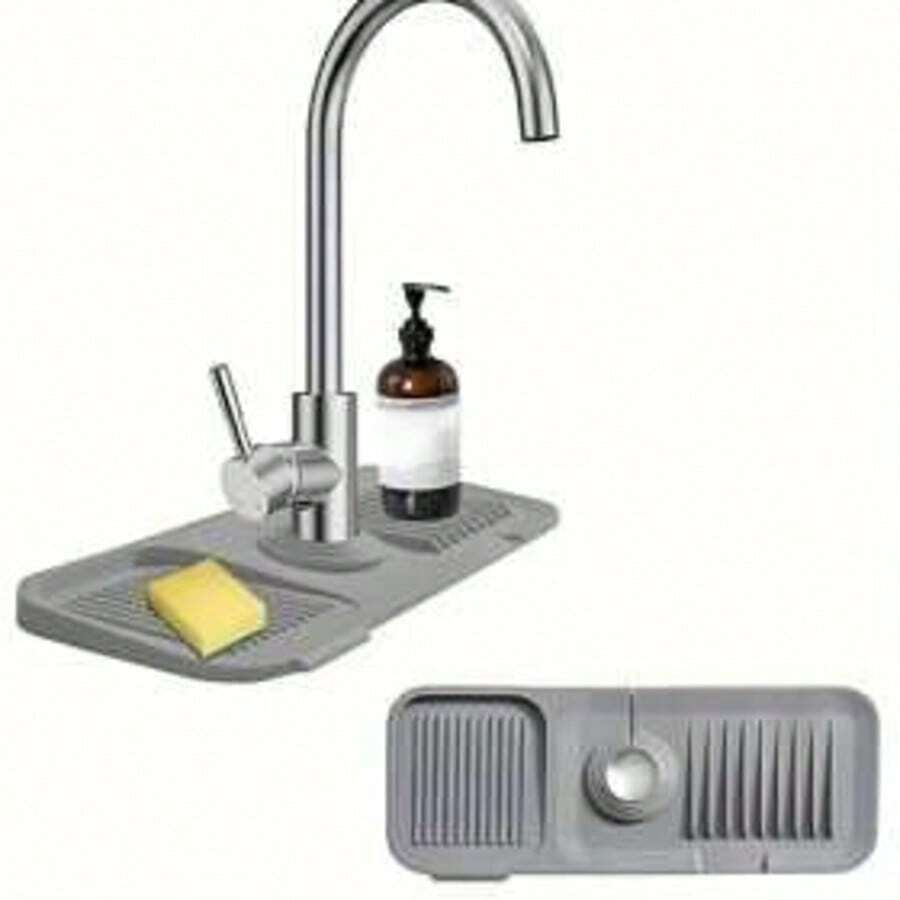 1pc Faucet Drip Mat - Dish Soap Sponge Holder Tray - Kitchen Sink Accessories Small Tool Bathroom Countertop Drying Mat Anti-Splash Board